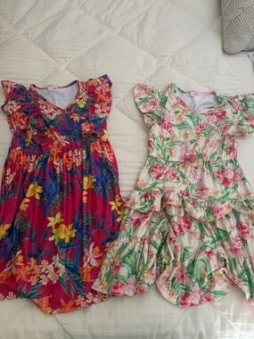 Girls' Floral Ruffle Dress - Pink & White Options